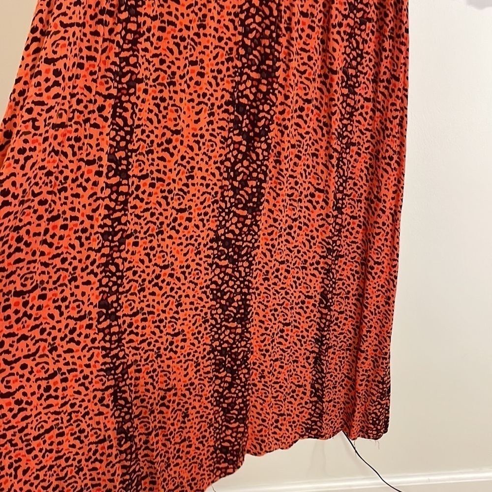 Angie Maxi Dress Med Coral Orange Kimono Animal Print Bohemian Comfortable - Picture 12 of 13